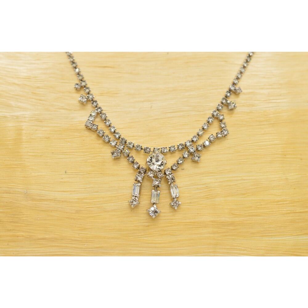 Vintage Kramer Necklace Crystal Collar Sparkling Rhinestone Shiny Signed BinR